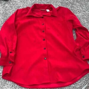 Napa Valley Womens Red Button Down Shirt Long‎ Sleeve Size L vintage embroidered